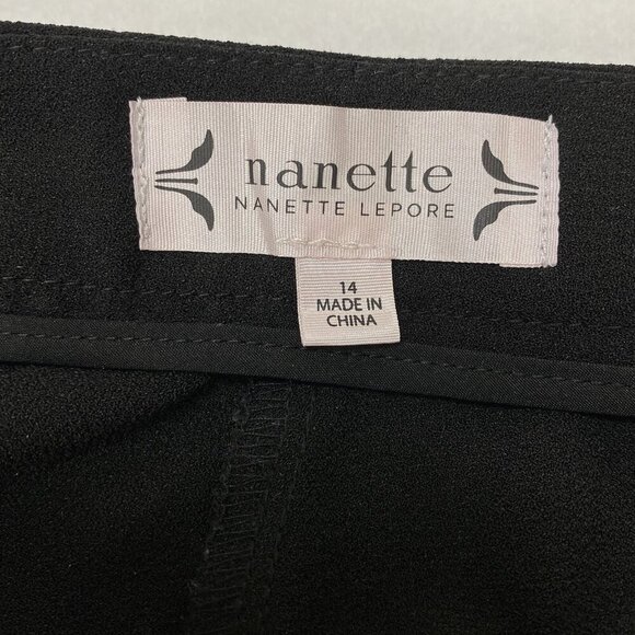 NANETTE LEPORE Women Ankle Ruffle Hem Pants Size 14 Black Business Stylish 80-4 - Picture 10 of 12